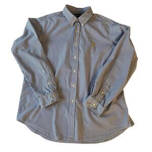 Ralph Lauren Classic Fit Button Down Shirt Men's Sz XL Blue White Stripe Preppy